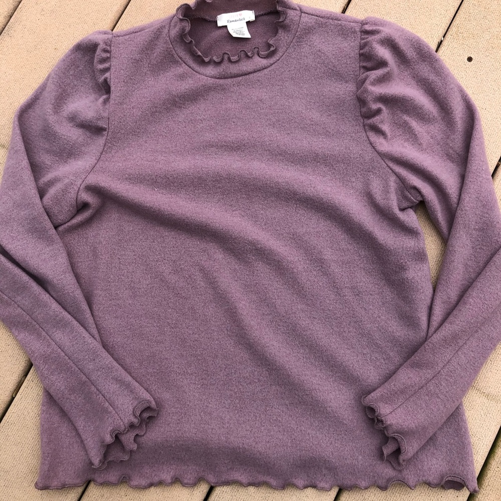 Urban romantics ruffle neck soft top